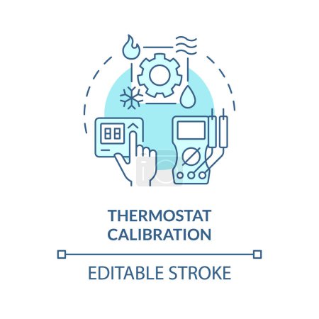 Thermostat calibration soft blue concept icon. Temperature control device. HVAC system maintenance. Round shape line illustration. Abstract idea. Graphic design. Easy to use in promotional material