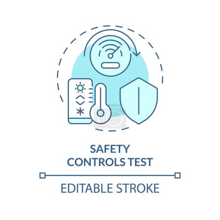 Safety controls test soft blue concept icon. Alarm system. HVAC safety mechanism. Prevent accident. Round shape line illustration. Abstract idea. Graphic design. Easy to use in promotional material