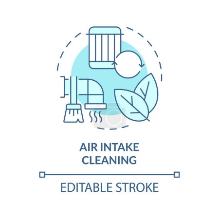Air intake cleaning soft blue concept icon. Dust and debris removal. Air purification. Round shape line illustration. Abstract idea. Graphic design. Easy to use in promotional material