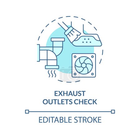 Exhaust outlets check soft blue concept icon. Examination of HVAC system. Dust removal. Round shape line illustration. Abstract idea. Graphic design. Easy to use in promotional material