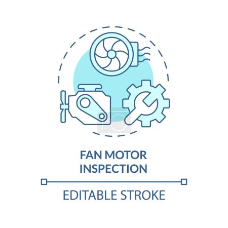 Fan motor inspection soft blue concept icon. HVAC system professional service. Regular checkup. Round shape line illustration. Abstract idea. Graphic design. Easy to use in promotional material