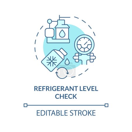 Refrigerant level check soft blue concept icon. Air conditioning. Heating and cooling system. Round shape line illustration. Abstract idea. Graphic design. Easy to use in promotional material