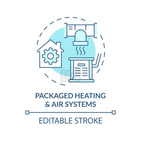 Packaged heating and air systems soft blue concept icon. Compact HVAC solution. Climate control. Round shape line illustration. Abstract idea. Graphic design. Easy to use in promotional material