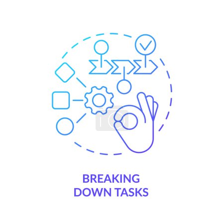 Illustration for Breaking down tasks blue gradient concept icon. Focus control. Round shape line illustration. Abstract idea. Graphic design. Easy to use in infographic, promotional material, article, blog post - Royalty Free Image