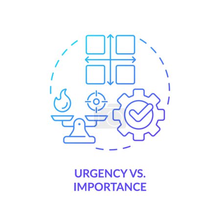 Illustration for Urgency vs importance blue gradient concept icon. Task management. Round shape line illustration. Abstract idea. Graphic design. Easy to use in infographic, promotional material, article, blog post - Royalty Free Image