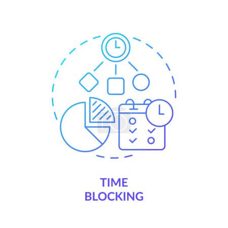 Time blocking blue gradient concept icon. Workflow management. Round shape line illustration. Abstract idea. Graphic design. Easy to use in infographic, promotional material, article, blog post
