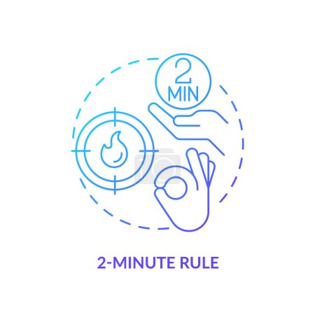 2 Minuten Regel blaues Gradienten-Konzept-Symbol. Aufgabenmanagement. Abbildung der runden Formlinie. Abstrakte Idee. Grafikdesign. Einfach zu bedienen in Infografik, Werbematerial, Artikel, Blog-Post