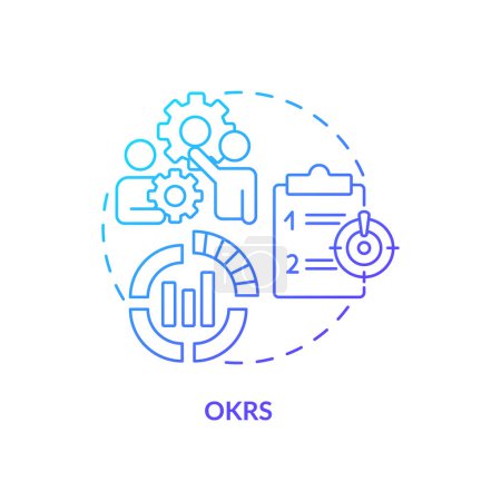 Illustration for OKRs method blue gradient concept icon. Goal setting technique. Round shape line illustration. Abstract idea. Graphic design. Easy to use in infographic, promotional material, article, blog post - Royalty Free Image