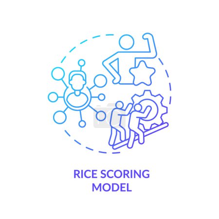 Illustration for RICE scoring model blue gradient concept icon. Teamwork organization. Round shape line illustration. Abstract idea. Graphic design. Easy to use in infographic, promotional material, article, blog post - Royalty Free Image