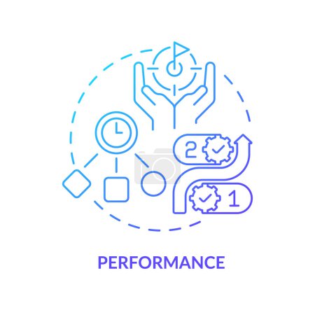 Performance blue gradient concept icon. Produktivitätssteigerung. Abbildung der runden Formlinie. Abstrakte Idee. Grafikdesign. Einfach zu bedienen in Infografik, Werbematerial, Artikel, Blog-Post
