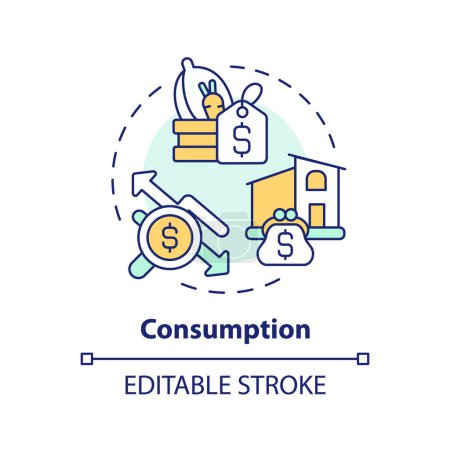 Economical consumption multi color concept icon. Social commerce. Quality of life, financial stability. Round shape line illustration. Abstract idea. Graphic design. Easy to use in brochure, booklet