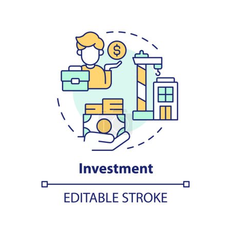 Investment multi color concept icon. Fund management, capital gain. Stock market, investor business. Round shape line illustration. Abstract idea. Graphic design. Easy to use in brochure, booklet