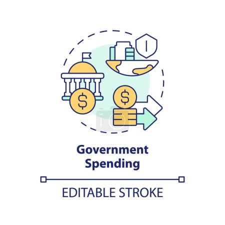 Government spending multi color concept icon. National debt, budget deficit. Federal expenses, inflation. Round shape line illustration. Abstract idea. Graphic design. Easy to use in brochure, booklet