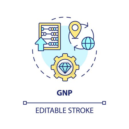 Gross national product multi color concept icon. National economy growth. Capital gain, income. Round shape line illustration. Abstract idea. Graphic design. Easy to use in brochure, booklet