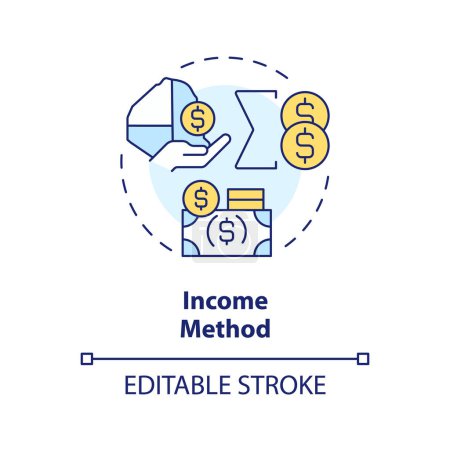 Income method multi color concept icon. Finance metric indicator. Wages and salaries. Business growth. Round shape line illustration. Abstract idea. Graphic design. Easy to use in brochure, booklet