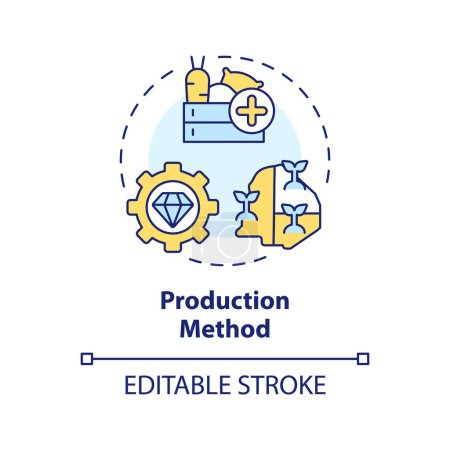 Production method multi color concept icon. National industry growth. Gdp calculating. Round shape line illustration. Abstract idea. Graphic design. Easy to use in brochure, booklet