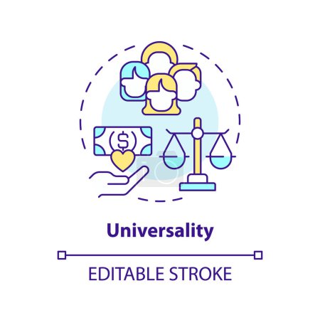 Illustration for Universal basic income multi color concept icon. Socioeconomical policy equality. Financial sustainability. Round shape line illustration. Abstract idea. Graphic design. Easy to use in brochure - Royalty Free Image