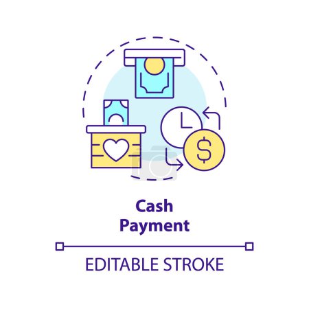 Cash payment multi color concept icon. purchasing power parity. Fixed wage. Capital gain, financial expenditure. Round shape line illustration. Abstract idea. Graphic design. Easy to use in brochure