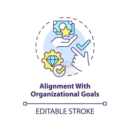 Alignment with organizational goals multi color concept icon. Employee recognition. Company core values. Workplace culture. Round shape line illustration. Abstract idea. Graphic design. Easy to use