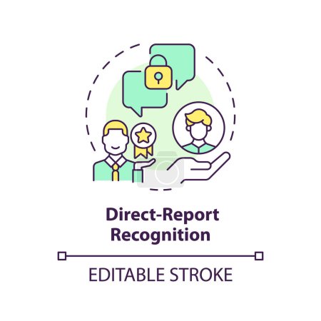 Direct report recognition multi color concept icon. Private form of acknowledgement. Secure communication. Round shape line illustration. Abstract idea. Graphic design. Easy to use