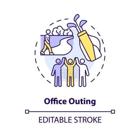 Office outing multi color concept icon. Employee recognition. Team building. Leisure activity. Corporate event. Round shape line illustration. Abstract idea. Graphic design. Easy to use
