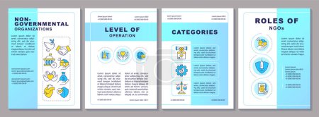 Non governmental organizations blue gradient brochure template. Leaflet design with linear icons. Editable 4 vector layouts for presentation, annual reports. Arial-Black, Myriad Pro-Regular fonts used
