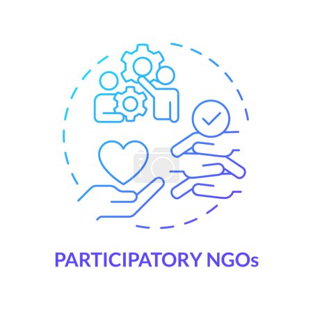 Participatory NGOs blue gradient concept icon. Non governmental organization. Public participation. Round shape line illustration. Abstract idea. Graphic design. Easy to use in article