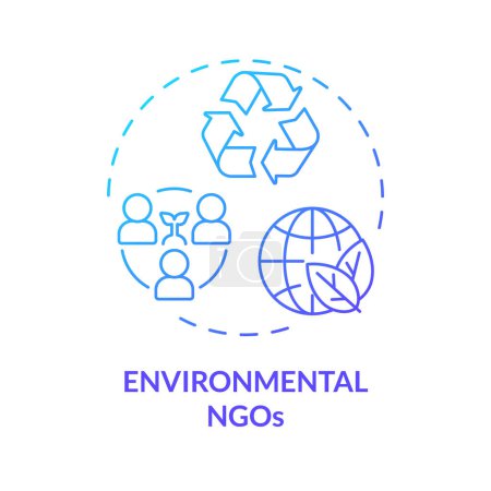 Environmental NGOs blue gradient concept icon. Non governmental organization. Climate action. Nature preservation. Round shape line illustration. Abstract idea. Graphic design. Easy to use in article