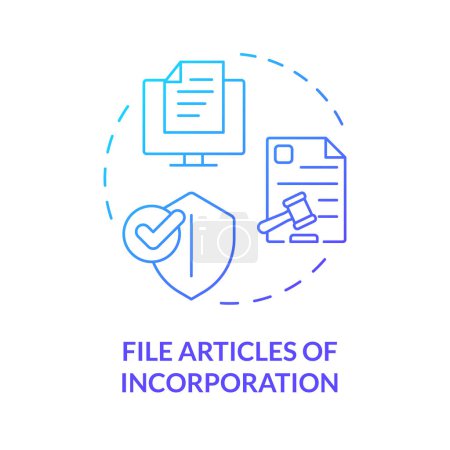 File articles of incorporation blue gradient concept icon. Company registration. Steps to start NPO. Round shape line illustration. Abstract idea. Graphic design. Easy to use in article