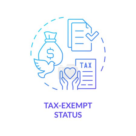 Steuerfreies Statussymbol mit blauem Gradienten. Steuerabzug für gemeinnützige Organisationen. Schritte, um NPO zu starten. Abbildung der runden Formlinie. Abstrakte Idee. Grafikdesign. Einfach in Artikel zu verwenden