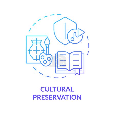 Cultural preservation blue gradient concept icon. Conservation of culture and traditions. Role of NGO. Round shape line illustration. Abstract idea. Graphic design. Easy to use in article