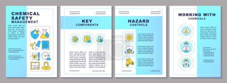Chemical hazard assessment brochure template. Leaflet design with linear icons. Editable 4 vector layouts for presentation, annual reports. Arial-Black, Myriad Pro-Regular fonts used