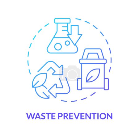 Icono de concepto de gradiente azul de prevención de residuos. Daños ecológicos, impacto ambiental. Reduce la contaminación. Ilustración de línea de forma redonda. Una idea abstracta. Diseño gráfico. Presentación fácil de usar, artículo