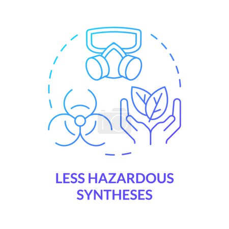 Illustration for Less hazardous synthesis blue gradient concept icon. Minimal toxicity, eco friendly. Environmental impact. Round shape line illustration. Abstract idea. Graphic design. Easy to use presentation - Royalty Free Image
