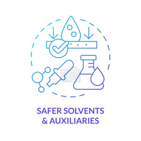 Illustration for Safer solvents and auxiliaries blue gradient concept icon. Material safety, biodegradable materials. Round shape line illustration. Abstract idea. Graphic design. Easy to use presentation, article - Royalty Free Image