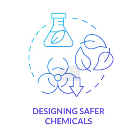 Illustration for Designing safer chemicals blue gradient concept icon. Green chemistry, toxicity reduction. Round shape line illustration. Abstract idea. Graphic design. Easy to use presentation, article - Royalty Free Image