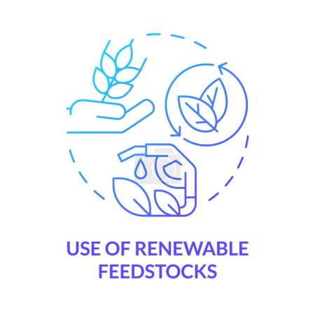 Renewable feedstocks use blue gradient concept icon. Sustainable resources. Regenerative materials. Round shape line illustration. Abstract idea. Graphic design. Easy to use presentation, article