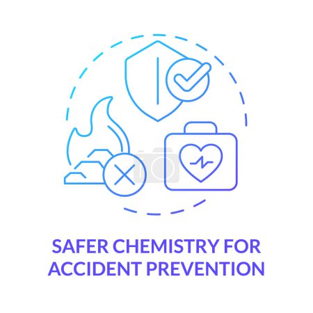 Illustration for Accident prevention safer chemistry blue gradient concept icon. Material safety. Safe chemistry, risk reduce. Round shape line illustration. Abstract idea. Graphic design. Easy to use presentation - Royalty Free Image