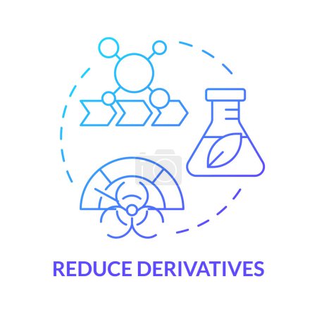 Illustration for Reduce derivatives blue gradient concept icon. Chemical waste reduction. Sustainable chemistry. Round shape line illustration. Abstract idea. Graphic design. Easy to use presentation, article - Royalty Free Image