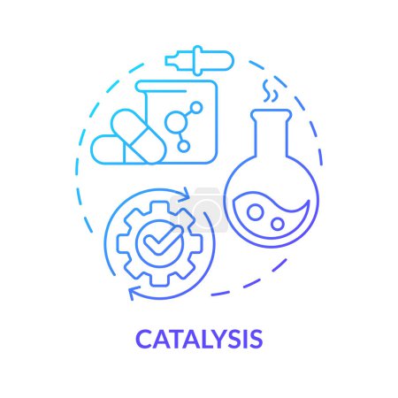 Catalysis blue gradient concept icon. Chemische Reaktion, molekulare Prozesse. Giftige Substanzen. Abbildung der runden Formlinie. Abstrakte Idee. Grafikdesign. Einfach zu bedienende Präsentation, Artikel