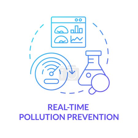 Icono de concepto de gradiente azul de prevención de la contaminación en tiempo real. Creación de residuos, impacto ambiental. Ilustración de línea de forma redonda. Una idea abstracta. Diseño gráfico. Presentación fácil de usar, artículo