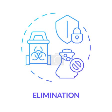 Illustration for Elimination blue gradient concept icon. Chemical toxicity reduction. Toxic waste recycle. Round shape line illustration. Abstract idea. Graphic design. Easy to use presentation, article - Royalty Free Image