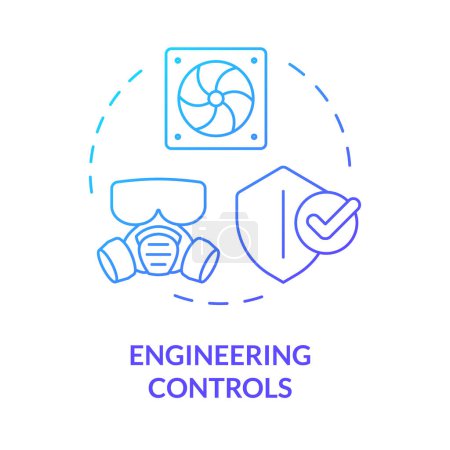 Illustration for Engineering controls blue gradient concept icon. Personal protective equipment. Ventilation systems. Round shape line illustration. Abstract idea. Graphic design. Easy to use presentation, article - Royalty Free Image
