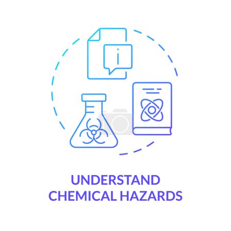 Understand chemical hazards blue gradient concept icon. Laboratory information management. Sample tracking. Round shape line illustration. Abstract idea. Graphic design. Easy to use presentation
