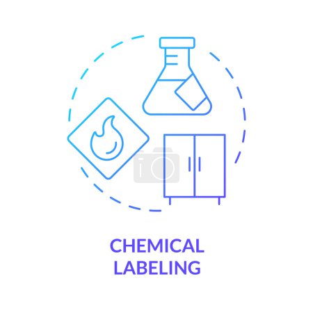 Illustration for Chemical labeling blue gradient concept icon. Sample management. Material safety, proper storage. Round shape line illustration. Abstract idea. Graphic design. Easy to use presentation, article - Royalty Free Image