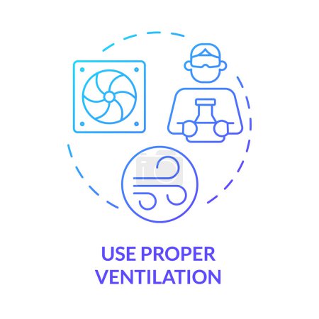 Illustration for Proper ventilation use blue gradient concept icon. Hazardous vapors. Engineering control, workplace safety. Round shape line illustration. Abstract idea. Graphic design. Easy to use presentation - Royalty Free Image