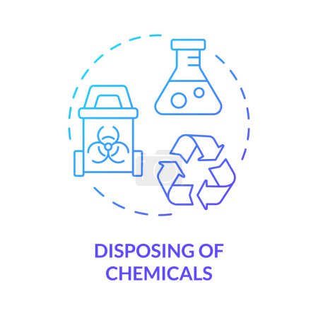 Illustration for Disposing of chemicals blue gradient concept icon. Pollution reduce, environmental impact. Round shape line illustration. Abstract idea. Graphic design. Easy to use presentation, article - Royalty Free Image