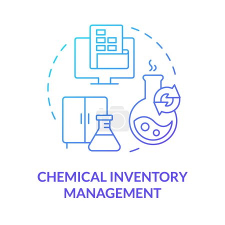 Chemical inventory management blue gradient concept icon. Chemical containers, workplace safety. Round shape line illustration. Abstract idea. Graphic design. Easy to use presentation, article