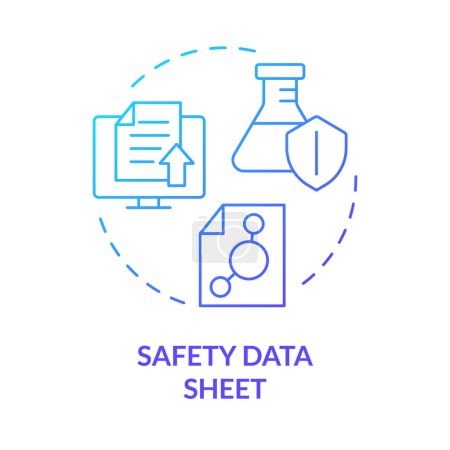 Illustration for Safety data sheet blue gradient concept icon. Regulatory compliance. Incident prevention. Risk assessment. Round shape line illustration. Abstract idea. Graphic design. Easy to use presentation - Royalty Free Image
