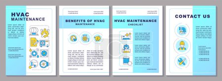 HVAC maintenance blue gradient brochure template. Leaflet design with linear icons. Editable 4 vector layouts for presentation, annual reports. Arial-Black, Myriad Pro-Regular fonts used